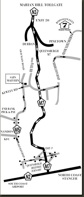 Map with directions to Roosfontein